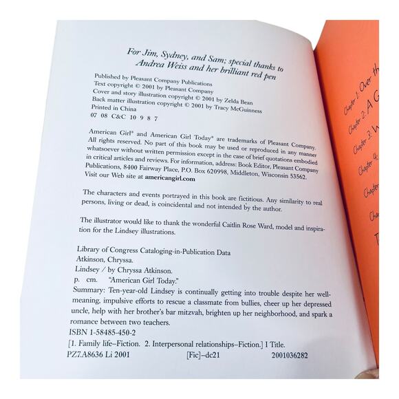 American Girl Today LINDSEY MEET BOOK Pleasant Company Paperback Story Book 2001 - Picture 3 of 5